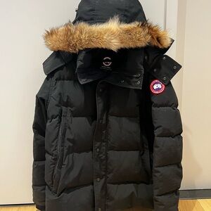 Canada Goose Black Puffer Jacket with Fur Trim and Hood